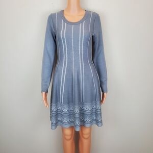 Cloud Chaser grey long sleeve fit flare sweater dress size M